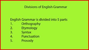 Divisions of English Grammar